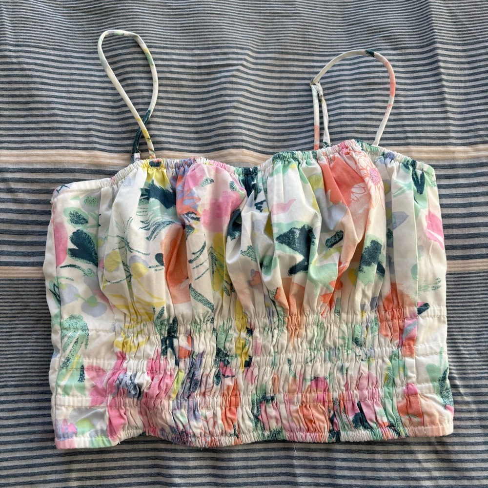 Abercrombie and Fitch Floral Ruched Top Size Small